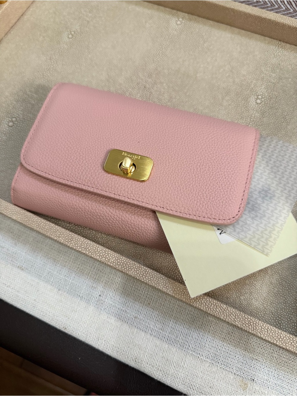 Pink Leather Turn-Lock Wallet by Moncrief